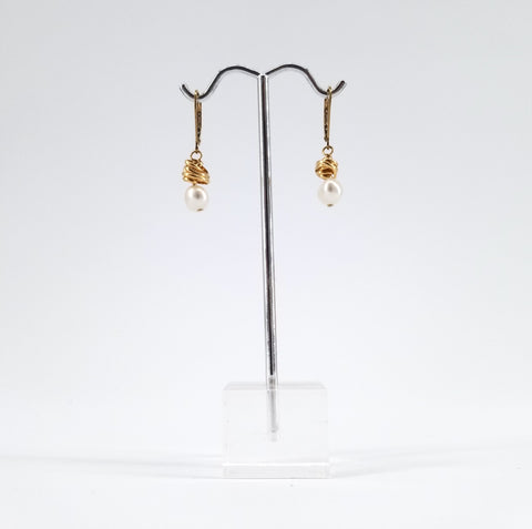 'Hera' Collection Gold Wrapped Pearl Earrings - Arts and Heritage St. Albert