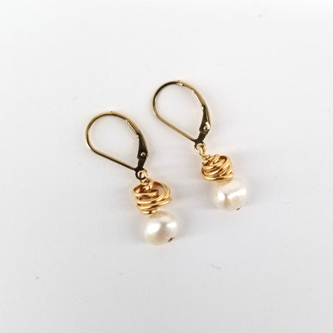 'Hera' Collection Gold Wrapped Pearl Earrings - Arts and Heritage St. Albert