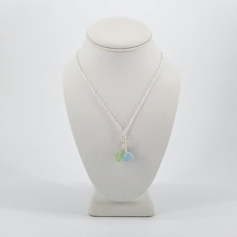 'Lava Form' Collection Aquamarine & Prehnite Necklace with 2 IN 1 Chain - Arts and Heritage St. Albert