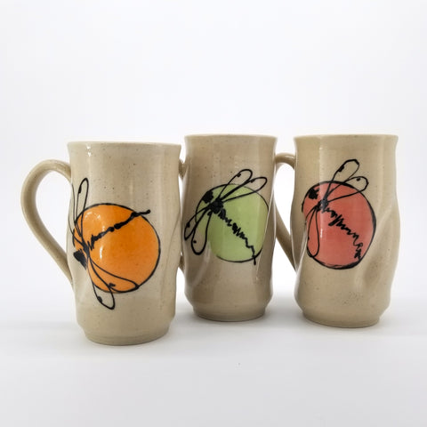 Colourful Handmade Mugs with Dragonfly Decoration - Arts and Heritage St. Albert