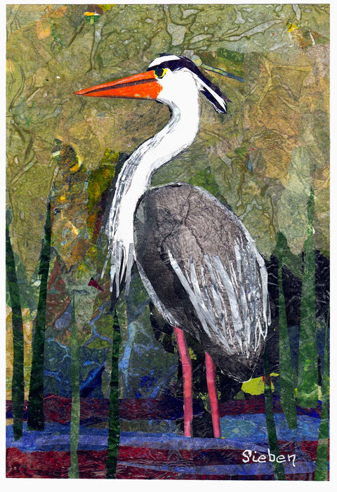 'Crane Series' Original Collaged Art Card Crane 2 - Arts and Heritage St. Albert