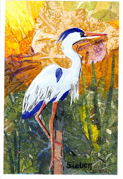 'Crane Series' Original Collaged Art Card Crane 3 - Arts and Heritage St. Albert