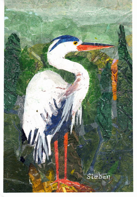 'Crane Series' Original Collaged Art Card Crane 4 - Arts and Heritage St. Albert