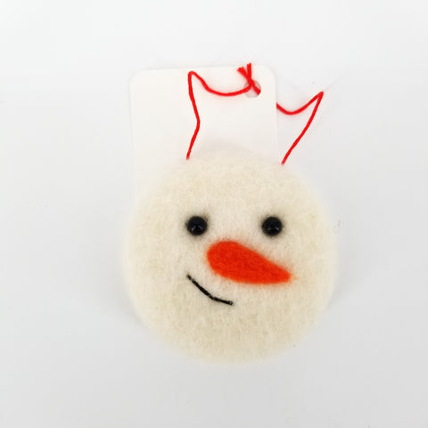 Flat Felted Snowman Ornament Snowman Face - Arts and Heritage St. Albert