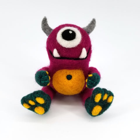 Felted Monster Sculptures One Eyed Monster - Arts and Heritage St. Albert