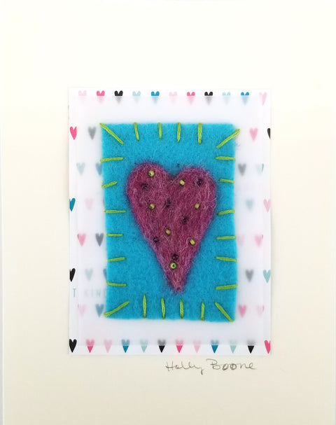 Holly Boone Art Cards - Single Hearts Light Purple with Beads - Arts and Heritage St. Albert