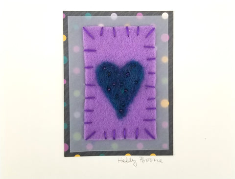 Holly Boone Art Cards - Single Hearts Turquoise with Beads - Arts and Heritage St. Albert