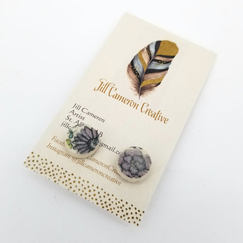 Porcelain Stud Earrings Lilac Flowers - Arts and Heritage St. Albert