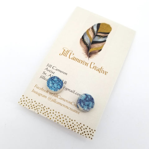 Porcelain Stud Earrings Aqua & Lilac - Arts and Heritage St. Albert