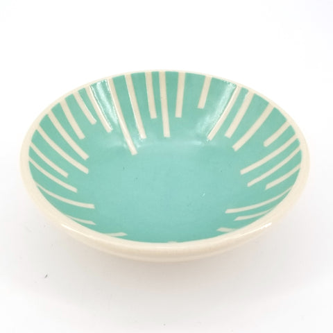 Contemporary Green Bowl with Vertical Line Pattern - Arts and Heritage St. Albert