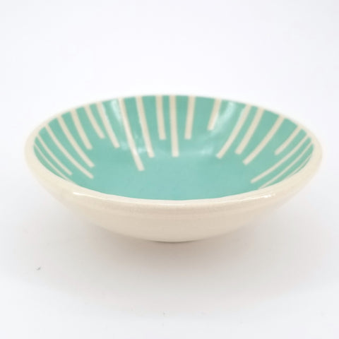 Contemporary Green Bowl with Vertical Line Pattern - Arts and Heritage St. Albert