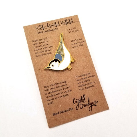 Gold Plated Enamel Pin White-Crested Nuthatch - Arts and Heritage St. Albert