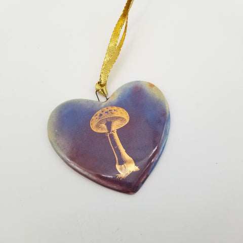 Holiday Ornaments Light Blue Heart with 14k Mushroom - Arts and Heritage St. Albert