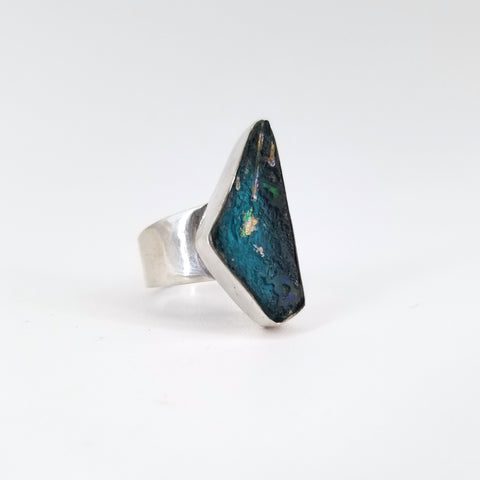 Ancient Glass Dark Teal Ring, Size 7 - Arts and Heritage St. Albert