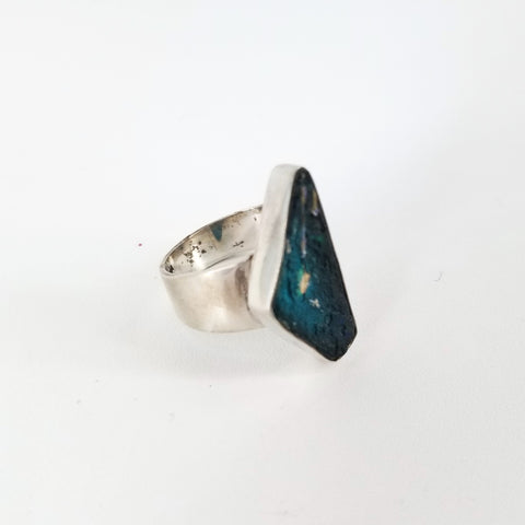 Ancient Glass Dark Teal Ring, Size 7 - Arts and Heritage St. Albert