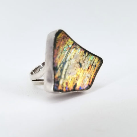 Ancient Glass Rainbow Ring, Size 6.5 - Arts and Heritage St. Albert