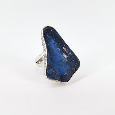 Ancient Glass Dark Blue Ring, Size 8.5 - Arts and Heritage St. Albert