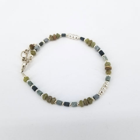 Rondelle & Tube Ancient Glass Beads Bracelet - Arts and Heritage St. Albert