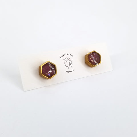 'To The Sea' Galaxy Studs - Small Hexagon Pink - Arts and Heritage St. Albert