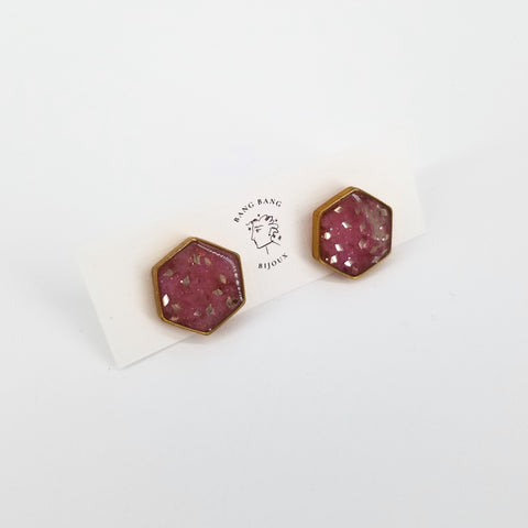 'To The Sea' Galaxy Studs - Large Hexagon Dark Pink - Arts and Heritage St. Albert