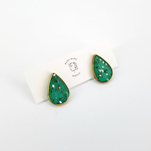 Galaxy Teardrop Studs Green - Arts and Heritage St. Albert