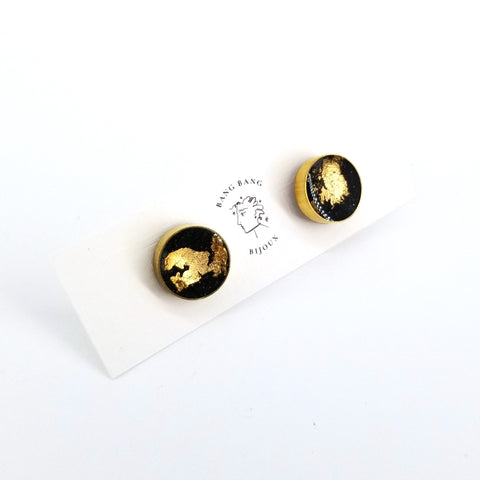 'To The Sea' Galaxy Studs - Small Circle Black with Large Gold Flecks - Arts and Heritage St. Albert