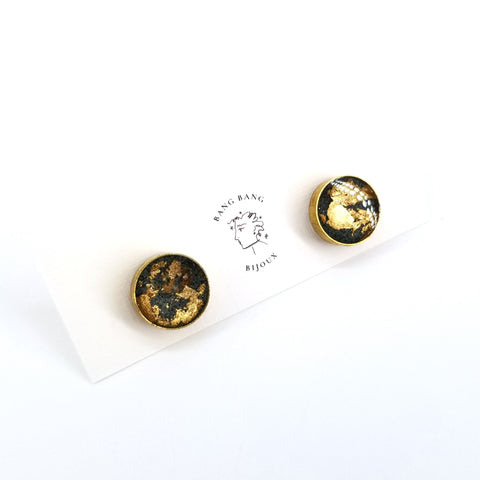 'To The Sea' Galaxy Studs - Small Circle Grey with Large Gold Fleck - Arts and Heritage St. Albert