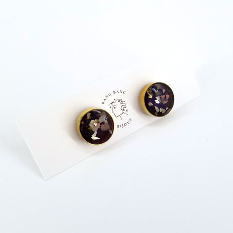 'To The Sea' Galaxy Studs - Small Circle Black with Small Gold Flecks - Arts and Heritage St. Albert