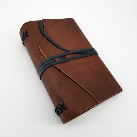 Large Leather Journals Cognac with Black Tie - Arts and Heritage St. Albert