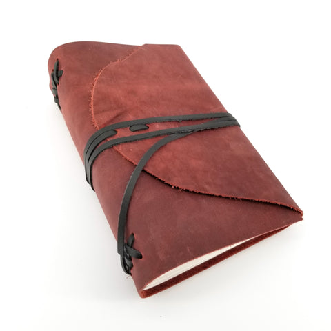 Large Leather Journals Red Brown with Black Tie - Arts and Heritage St. Albert