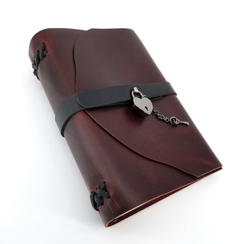 Large Leather Journals with Clasp Dark Brown with Heart Lock Clasp - Arts and Heritage St. Albert