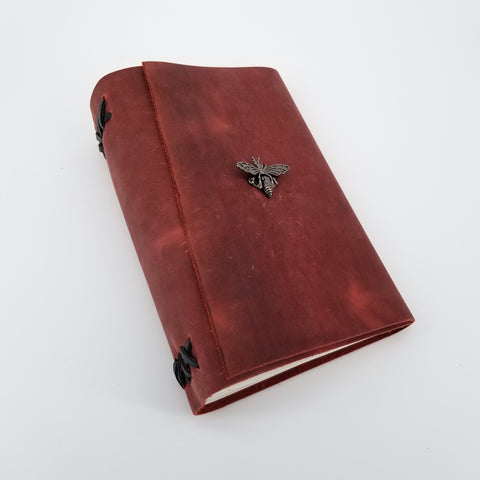 Large Leather Journals with Clasp Red Brown with Butterfly Clasp - Arts and Heritage St. Albert