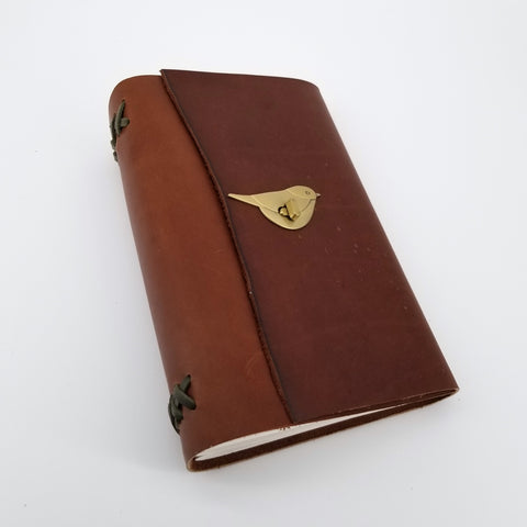 Large Leather Journals with Clasp Cognac with Bird Clasp - Arts and Heritage St. Albert