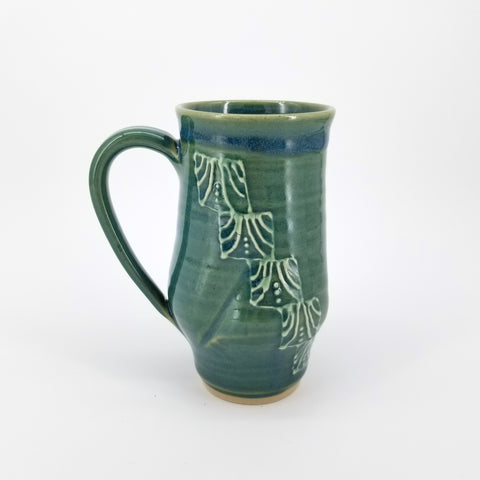 Green Slip Deco Mugs Geometric Design - Arts and Heritage St. Albert