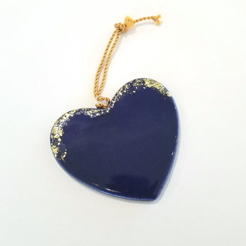 Holiday Ornaments Blue Heart with Gold Sprinkles - Arts and Heritage St. Albert