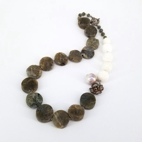 'Pema' Quartz Statement Necklace Grey Quartz - Arts and Heritage St. Albert