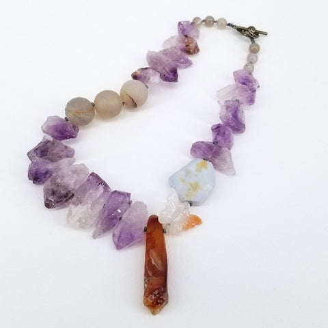 'Pema' Purple Agate & Amber Necklace - Arts and Heritage St. Albert