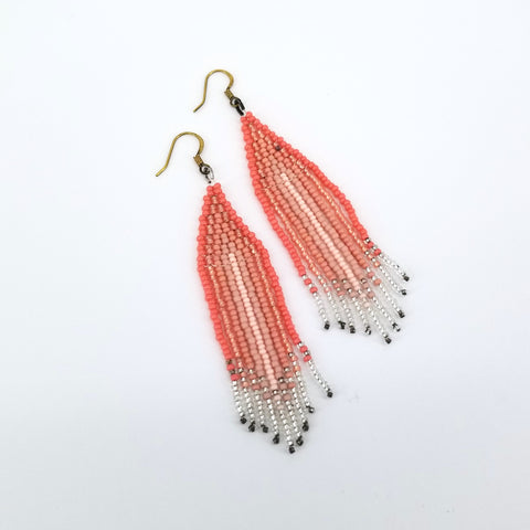 Beaded Fringe Earrings Pink - Arts and Heritage St. Albert