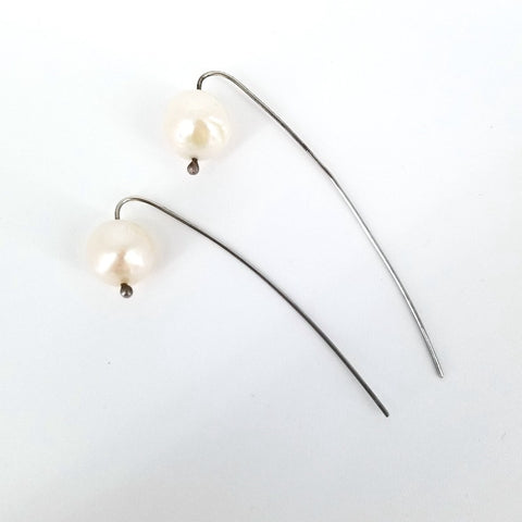 'The Pearl' White Pearl and Silver Earrings - Arts and Heritage St. Albert