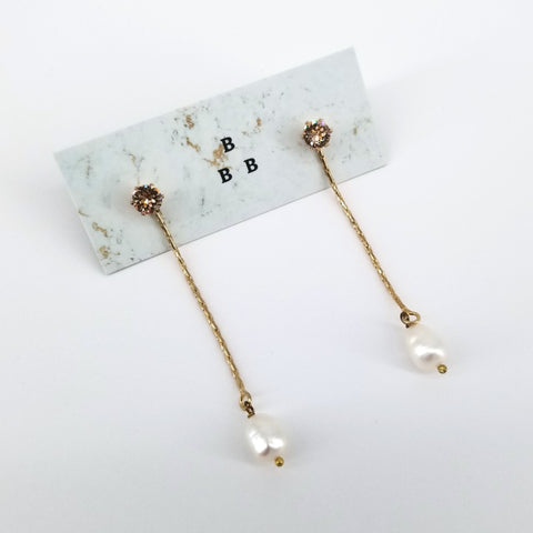 'Two Way Drops' 2 in 1 Hanging Earring With Pearl Pink - Arts and Heritage St. Albert