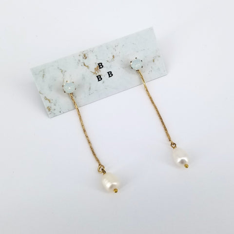 'Two Way Drops' 2 in 1 Hanging Earring With Pearl White - Arts and Heritage St. Albert