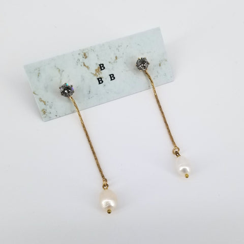 'Two Way Drops' 2 in 1 Hanging Earring With Pearl Grey - Arts and Heritage St. Albert