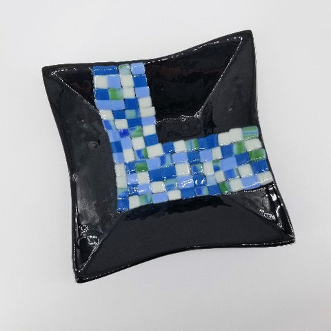 Blue & Black Tumble Square Dish - Arts and Heritage St. Albert