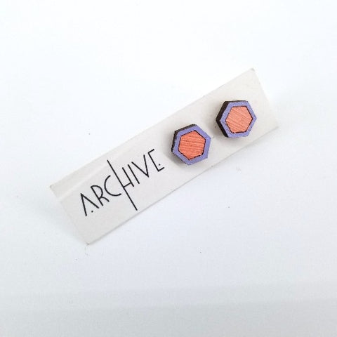 Hand-Painted Wooden Stud Earrings - Arts and Heritage St. Albert