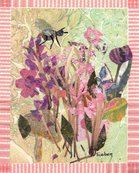 'Floral Series' Original Collaged Art Card Florals 4 - Arts and Heritage St. Albert