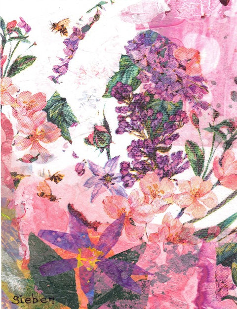 'Floral Series' Original Collaged Art Card Florals 5 - Arts and Heritage St. Albert