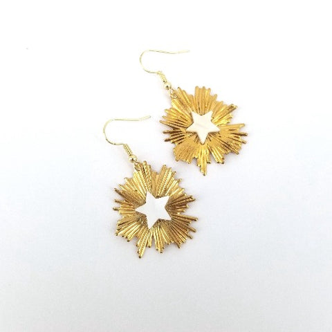 Brass Burst Earrings Star - Arts and Heritage St. Albert