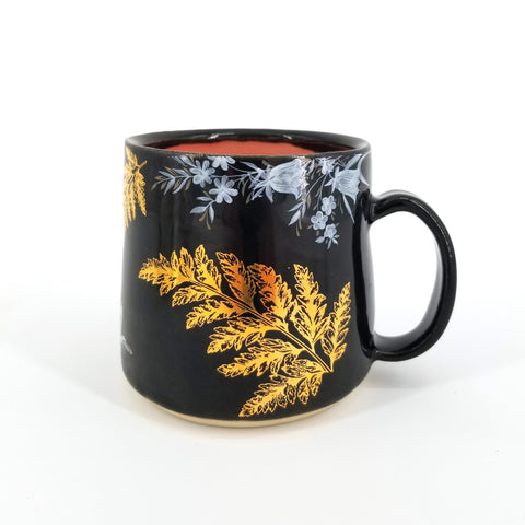 Black & Gold Floral Mug - Arts and Heritage St. Albert