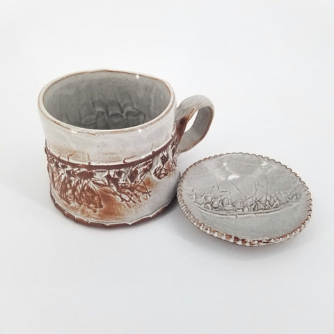 Prairie Embossed Mugs and Trivet Set Style 2 - Arts and Heritage St. Albert