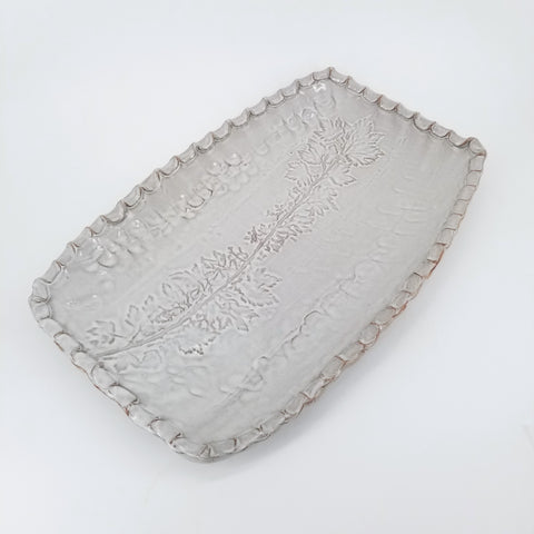 Prairie Embossed Print Platter Rectangle with Textured Edges - Arts and Heritage St. Albert